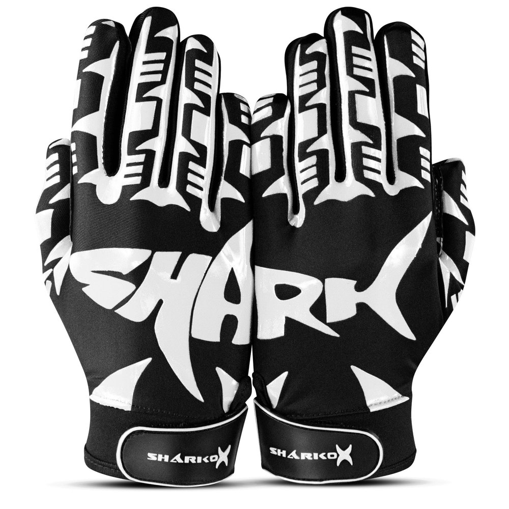 SHARKOX Non-Slip Tacky Football Gloves Ball Feel Sensation, Football Receiver Gloves in Youth, Adult, and Kid Sizes, Ultra Sticky Silicone Strong Palm Grip (White, Adult X-Large)