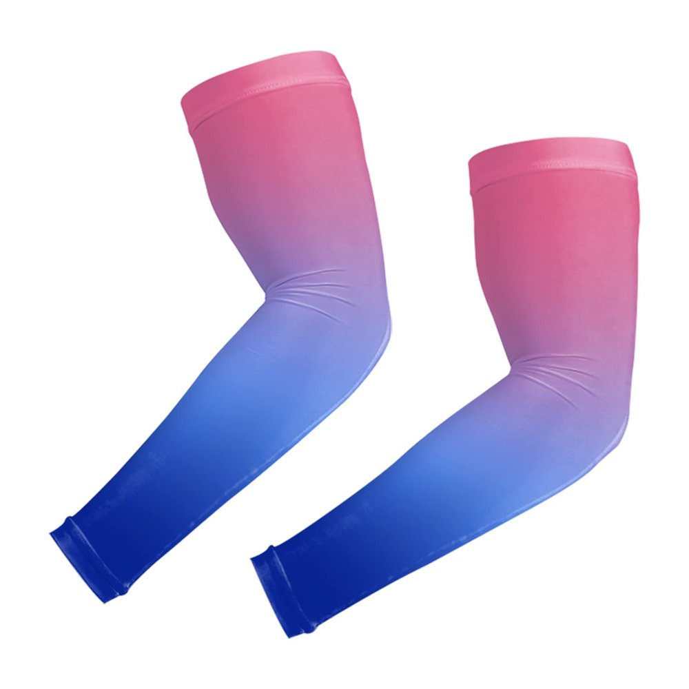 LBCASA Pink and Blue Ombre Cooling Arm Sleeves for Men & Women, Gradient Colorful UV Protection Arm Sleeves for Cycling, (S)