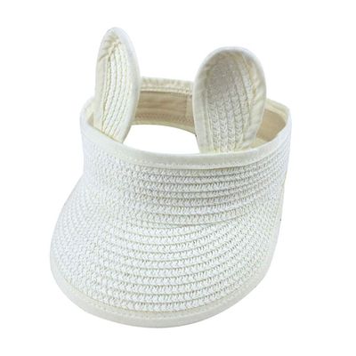 Newborn Hats Girl Adjustable Bunny Visor Folding Boy Sun Straw Kids Baby Hat Summer Cap Baby Care (White, One Size)