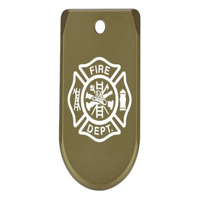 NDZ Performance Magazine Base Plate Finger Extension for Sig Sauer P365X P365 XL 9MM Laser Engraved Anodized Aluminum in Olive Drab Green - Fire Department Emblem