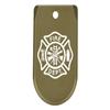 NDZ Performance Magazine Base Plate Finger Extension for Sig Sauer P365X P365 XL 9MM Laser Engraved Anodized Aluminum in Olive Drab Green - Fire Department Emblem view 1