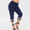 Lace Leggings for Women Capri Jean Leggings High Waisted Yoga Pants Stretch Tights Summer Cropped Trousers Plus Size view 2