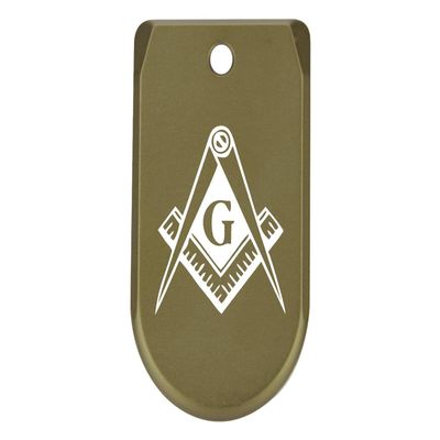 NDZ Performance Magazine Base Plate Finger Extension for Sig Sauer P365X P365 XL 9MM Laser Engraved Anodized Aluminum in Olive Drab Green - Masonic Mason Calipers G Logo