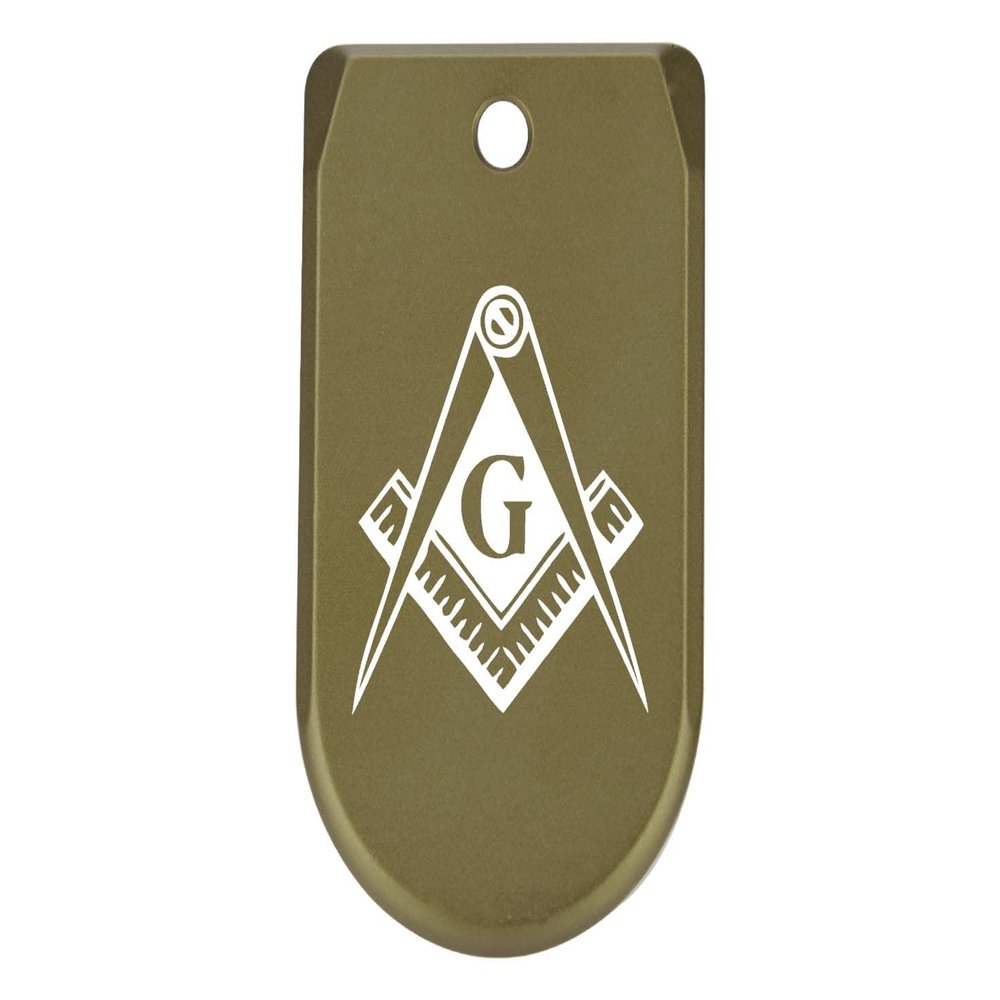 NDZ Performance Magazine Base Plate Finger Extension for Sig Sauer P365X P365 XL 9MM Laser Engraved Anodized Aluminum in Olive Drab Green - Masonic Mason Calipers G Logo