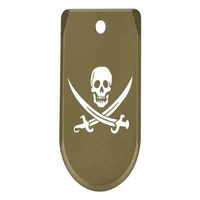 NDZ Performance Magazine Base Plate Finger Extension for Sig Sauer P365X P365 XL 9MM Laser Engraved Anodized Aluminum in Olive Drab Green - Skull Jolly Roger 2