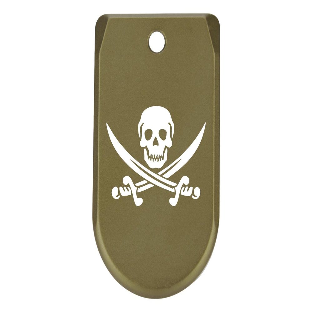 NDZ Performance Magazine Base Plate Finger Extension for Sig Sauer P365X P365 XL 9MM Laser Engraved Anodized Aluminum in Olive Drab Green - Skull and Crossbones Jolly Roger