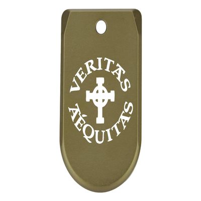 NDZ Performance Magazine Base Plate Finger Extension for Sig Sauer P365X P365 XL 9MM Laser Engraved Anodized Aluminum in Olive Drab Green - Veritas Aequitas Bold