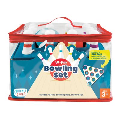 Chuckle & Roar 10-Pin Kids Bowling Set with Pin Pal Indoor Active Game for Family Game Night, Easy Setup & Cleanup, Color & Number Learning Toy, Ages 3+