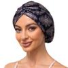 Adjustable Silk Satin Bonnet for Sleeping Hair Wrap, Double Layer Sleep Cap, Night Turban for Large Long Curly Braid Women Men Hair - Bohemia Black view 1