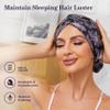 Adjustable Silk Satin Bonnet for Sleeping Hair Wrap, Double Layer Sleep Cap, Night Turban for Large Long Curly Braid Women Men Hair - Bohemia Black view 3