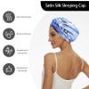 Adjustable Silk Satin Bonnet for Sleeping Hair Wrap, Double Layer Sleep Cap, Night Turban for Large Long Curly Braid Women Men Hair - Daisy view 2