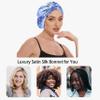Adjustable Silk Satin Bonnet for Sleeping Hair Wrap, Double Layer Sleep Cap, Night Turban for Large Long Curly Braid Women Men Hair - Daisy view 3