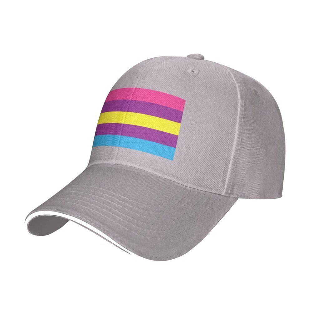 Bi Pan Combo Pride Flag Adjustable Sandwich Dad Casquette for Men Women Gray