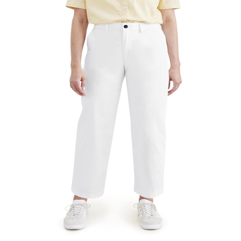 Docker's Women's Straight Fit Weekend Chino Pants, (New) Lucent White, 27