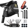 AaiLucky Bicycle Saddle Bag with 16-in-1 Multitool & Tail Light, Complete Accessories Set for Adults Road MTB Bikes, Portable Seat Bag, Waterproof, 1.5L view 1