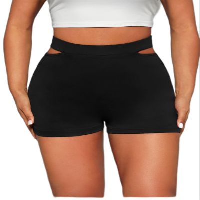 CRTGW Shorts for Women Cut Out Waist Shorts (Color : Black, Size : X-Small)