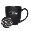 Rico Industries NFL Football Seattle Seahawks Main 15oz Laser Engraved Matte Black Ceramic Bistro Mug - For Hot or Cold Drinks view 1
