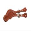 Grewal Equestrian Indio Western Leather Spur Straps in Oakbark with Stamped Weave Design and Nickel-Plated Berry Buckles, Horse Riding Accessories, Boot Straps view 1