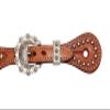 Grewal Equestrian Indio Western Leather Spur Straps in Oakbark with Stamped Weave Design and Nickel-Plated Berry Buckles, Horse Riding Accessories, Boot Straps view 3