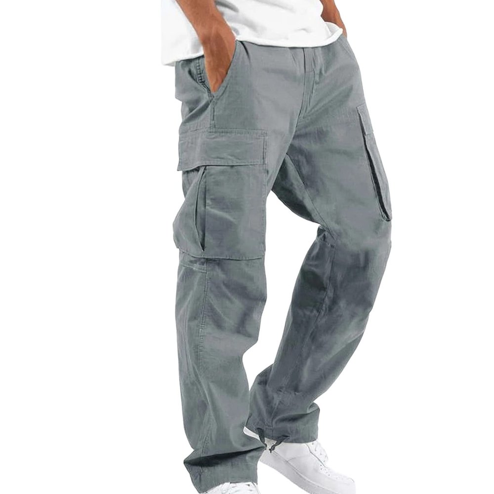 Men's Casual Cargo Pants Drawstring Workwear Pants Hiking Jogger Pants Multi Pockets Outdoor Fashion Jogging Cool Pants