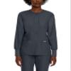 Landau Essentials Women's Relaxed Fit 4-Pocket Snap-Front Jacket with Crew Neck and Cell Phone Pocket 7525 Graphite view 1