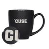Rico Industries NCAA Syracuse Orange Main 15oz Laser Engraved Matte Black Ceramic Bistro Mug - For Hot or Cold Drinks view 1