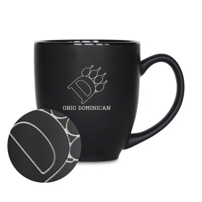 Rico Industries NCAA Northwestern Wildcats Main 15oz Laser Engraved Matte Black Ceramic Bistro Mug - For Hot or Cold Drinks