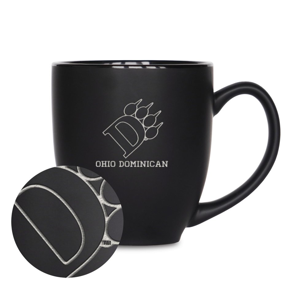Rico Industries NCAA Northwestern Wildcats Main 15oz Laser Engraved Matte Black Ceramic Bistro Mug - For Hot or Cold Drinks