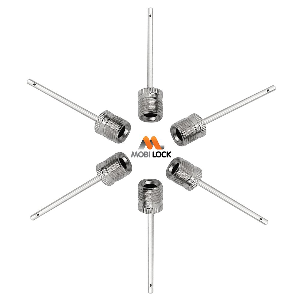 Mobi Lock 6 Pcs Ball Pump Inflation Needle - Stainless Steel Air Pump Needles - Ideal for Blowing Up Football, Basketball, Volleyball, and All Other Sports Balls