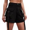 Womens Summer Denim Shorts Drawstring/Cargo Pocketed Shorts High Waist Raw Edge Jean Denim Shorts Bermuda Shorts view 1