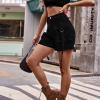 Womens Summer Denim Shorts Drawstring/Cargo Pocketed Shorts High Waist Raw Edge Jean Denim Shorts Bermuda Shorts view 3