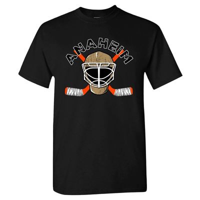 Anaheim Team Mask Men's T-Shirt for Hockey Fans (Black Shirt, M)