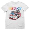 NASCAR American Pride Car 94 Racing Flags Men's and Women's Short Sleeve Unisex T-Shirt (White, Small) view 2
