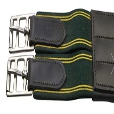 Grewal Equestrian English Anatomic Contoured Leather Girth (54, Havana)