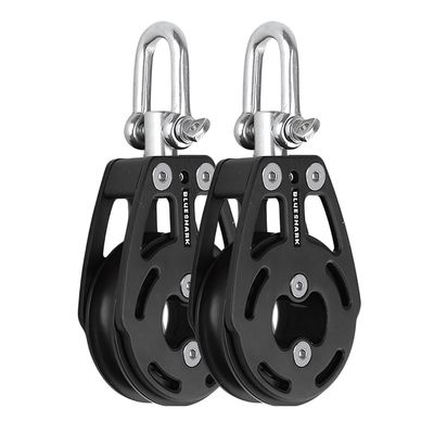 Blue Shark 2310-57 mm Single Swivel Aluminum Sailing Block - Max Line: 7/16 (12 mm), Safe Working Load (SWL): 1100 lbs (500kg), Breaking Load: 3500 lbs (1600 kg) (2-Pack)