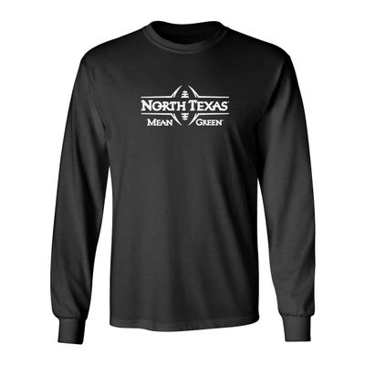 CornBorn North Texas Mean Green Apparel Men Big and Tall - Long Sleeve Mean Green Football Laces - Black - 5X