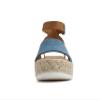 Soda Topic Open Toe Buckle Ankle Strap Espadrilles Flatform Wedge Casual Sandal (Denim/Tan, 11) view 3