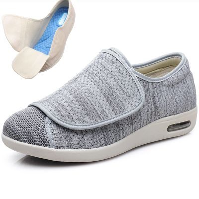 DHIJUPNG Women's Extra Wide Air Cushion Walking Sneakers,Women's Non Slip Wide Width Shoes with Adjustable Walking Shoes for Diabetic Edema Plantar Swollen Feet Light greyMen 12.5