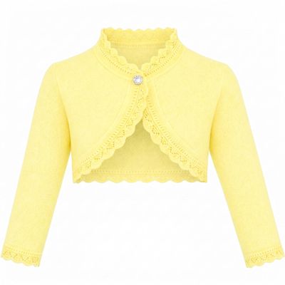 Lilax Baby Girls' Knit Long Sleeve Button Closure Bolero Cardigan Shrug (3-6 Months, Yellow)