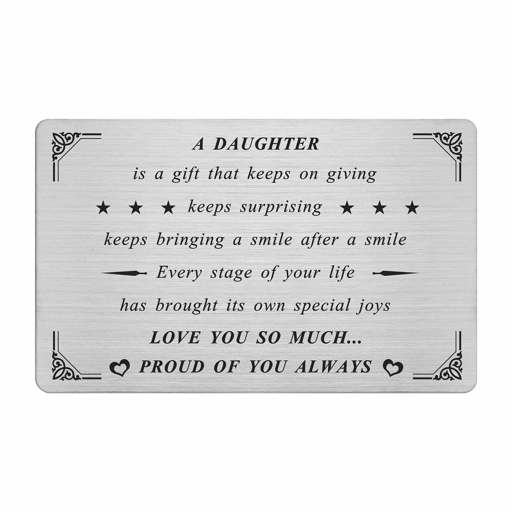 Levole Proud of You Daughter Gifts - Daughter Card, Wallet Card, Mother's Day Gift, Inspirational Greeting Card
