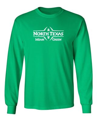 CornBorn North Texas Mean Green Tee Shirt - Long Sleeve Mean Green Football Laces - Light Green - 4X