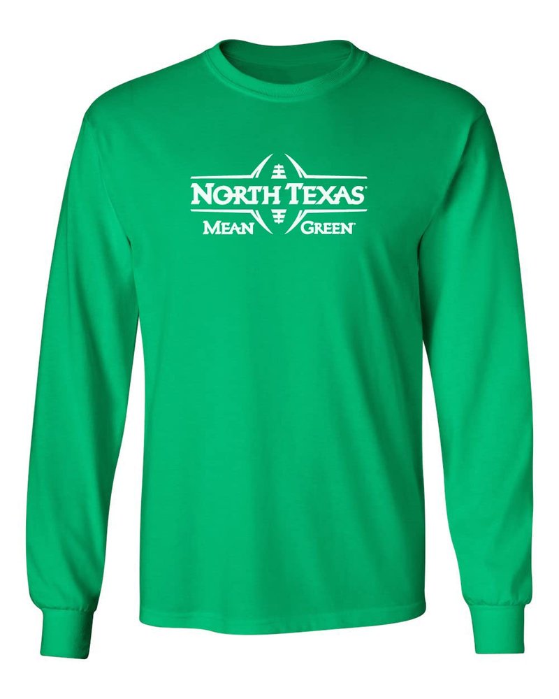 CornBorn North Texas Mean Green Tee Shirt - Long Sleeve Mean Green Football Laces - Light Green - 4X