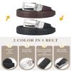 AWAYTR Reversible Kids Belts for Boys - Black and Brown Leather Belt for School Uniform Casual Jeans (100cm,Silver) view 3