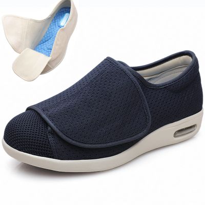 DHIJUPNG Women's Extra Wide Air Cushion Walking Sneakers,Women's Non Slip Wide Width Shoes with Adjustable Walking Shoes for Diabetic Edema Plantar Swollen Feet Dark blueMen 9.5/Women 10.5