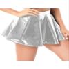 Alvivi Women Wet Look PVC Leather Flared Mini Pleated Skirts A-Line Latex Short Skirts Clubwear Silver Small view 2