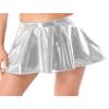 Alvivi Women Wet Look PVC Leather Flared Mini Pleated Skirts A-Line Latex Short Skirts Clubwear Silver Small view 3