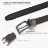 AWAYTR Reversible Kids Belts for Boys - Black and Brown Leather Belt for School Uniform Casual Jeans (100cm,Gunmetal) view 2