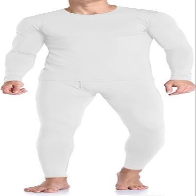 Therma Pro Mens Fleece Lined Thermal Top & Bottom Underwear Set, Long Johns Base Layer Ultra-Soft White