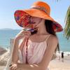 6" Extra Wide Brim Sun Hats UPF 50+ UV Protection Packable Beach Hat Strap Women (Orange) view 2