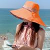 6" Extra Wide Brim Sun Hats UPF 50+ UV Protection Packable Beach Hat Strap Women (Orange) view 3